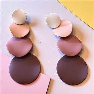 Boho Layered Metal Earrings in Matte Earthy Tones